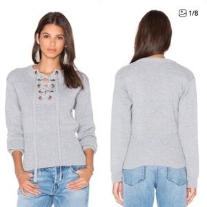 Lioness Lace Up Gray Sweater XS revolve